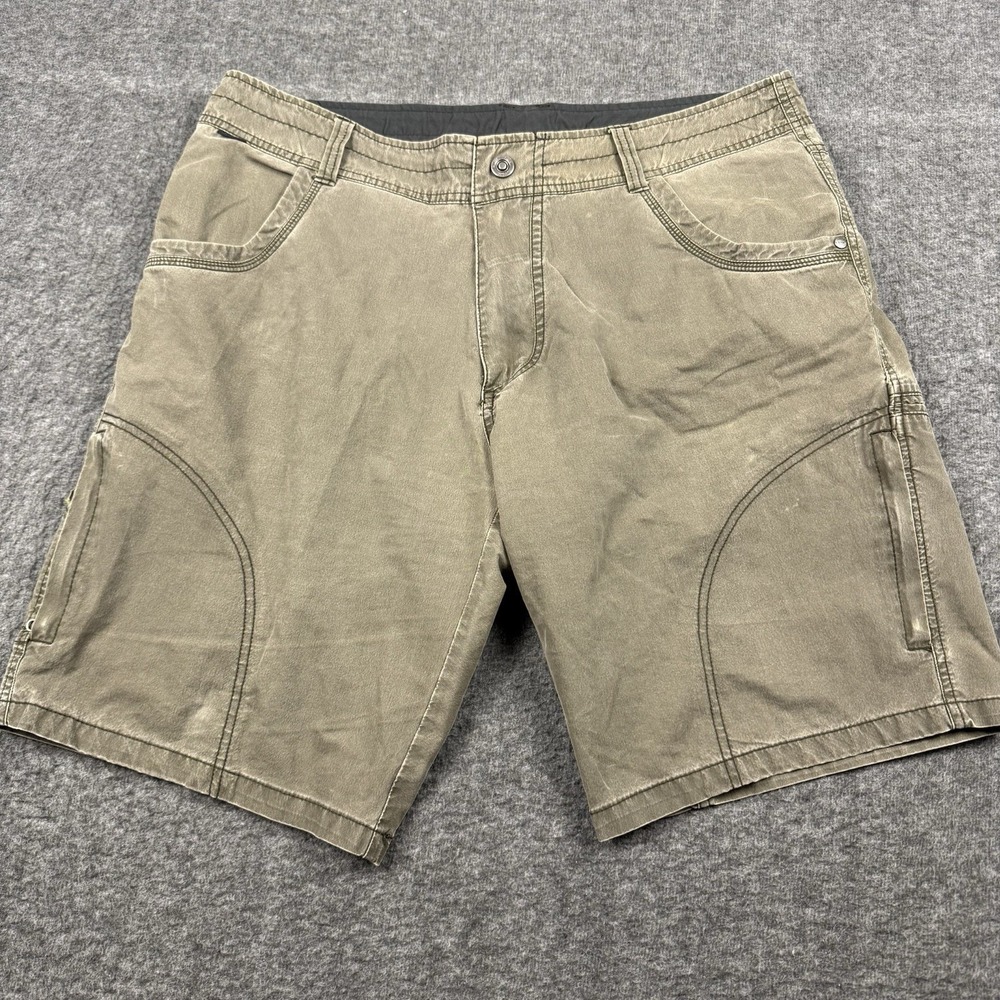 Kuhl Ramblr Shorts Mens 36 Brown Hiking Outdoor Zip Pockets Vintage‎ Patina Dye